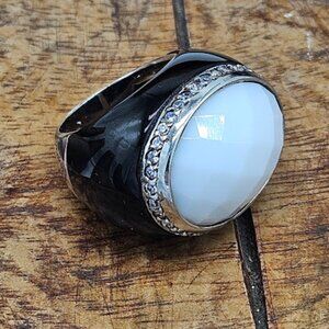 Designer silver onyx agate ring Italy
